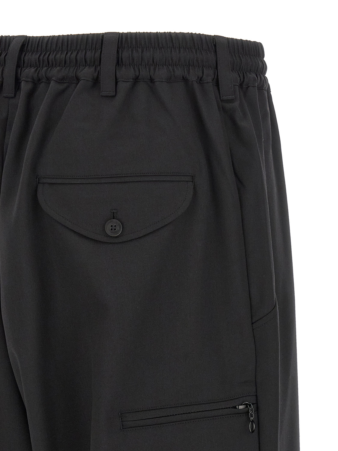 Black Polyester Casual Pants