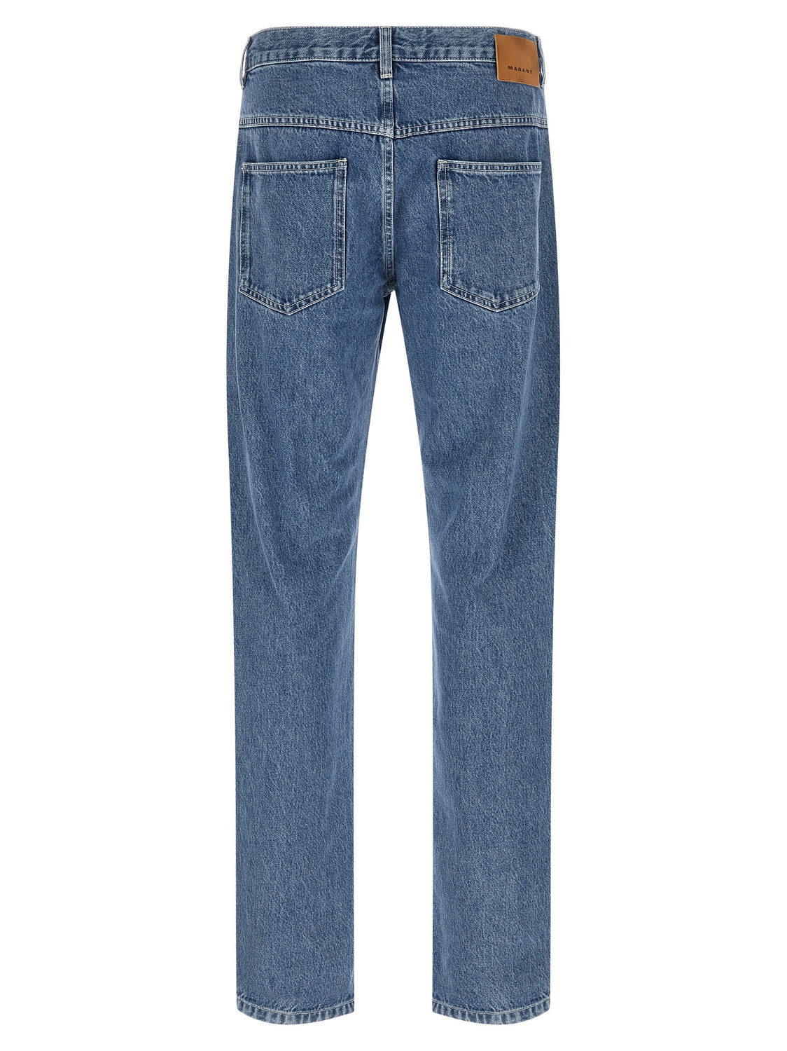 Blue Cotton Straight-Leg Jeans