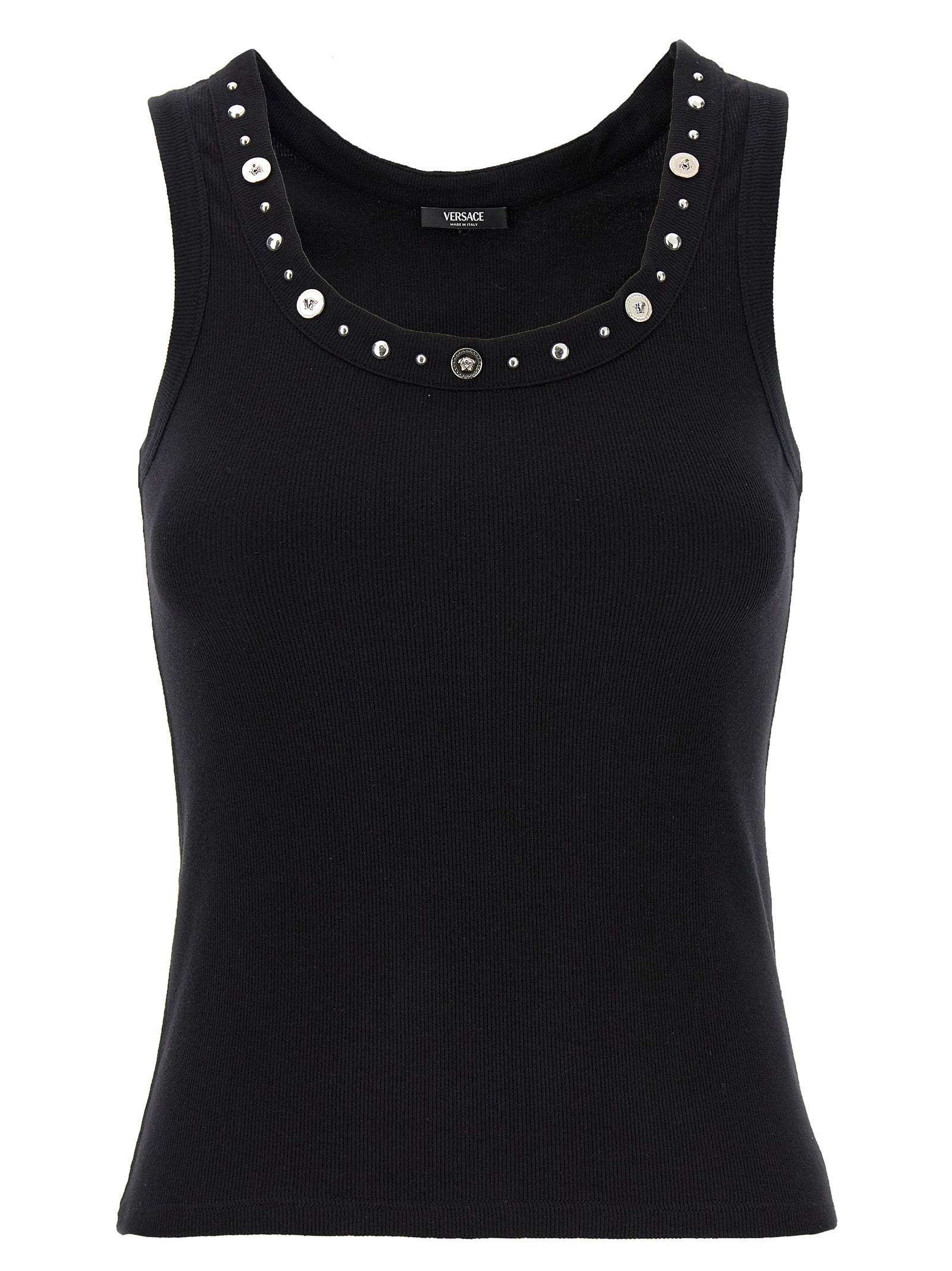 Black Cotton Sleeveles T-Shirt