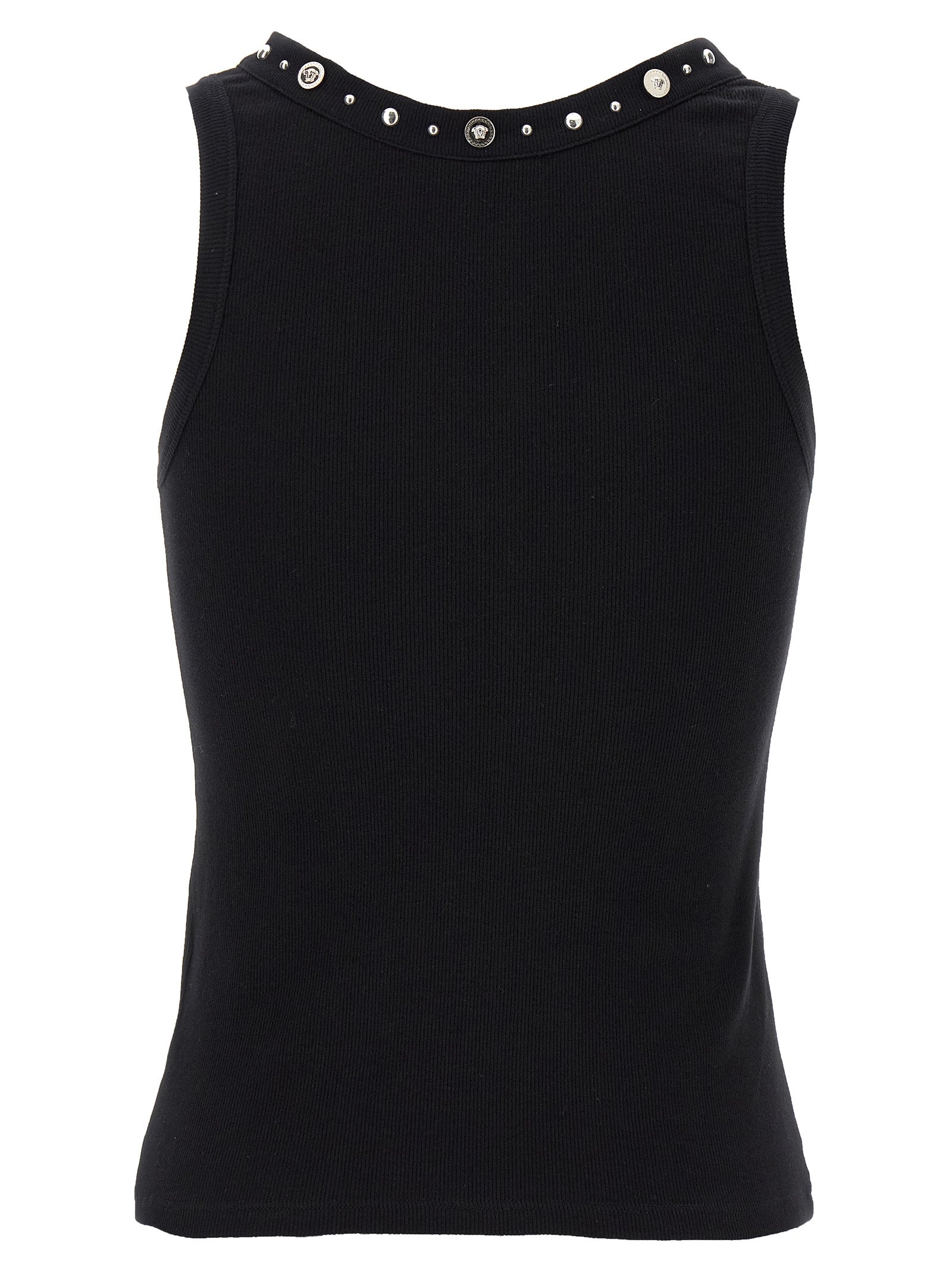 Black Cotton Sleeveles T-Shirt