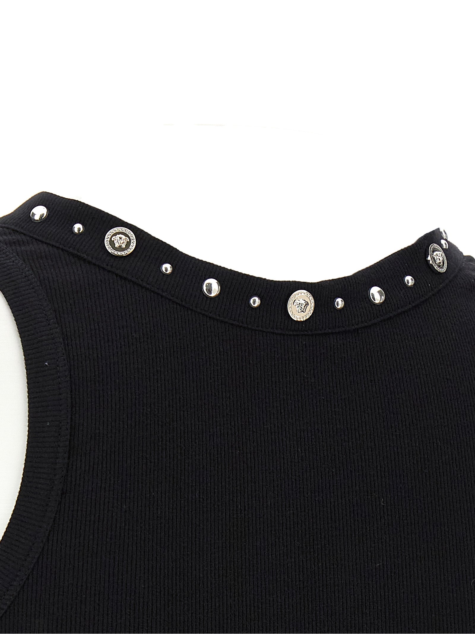 Black Cotton Sleeveles T-Shirt