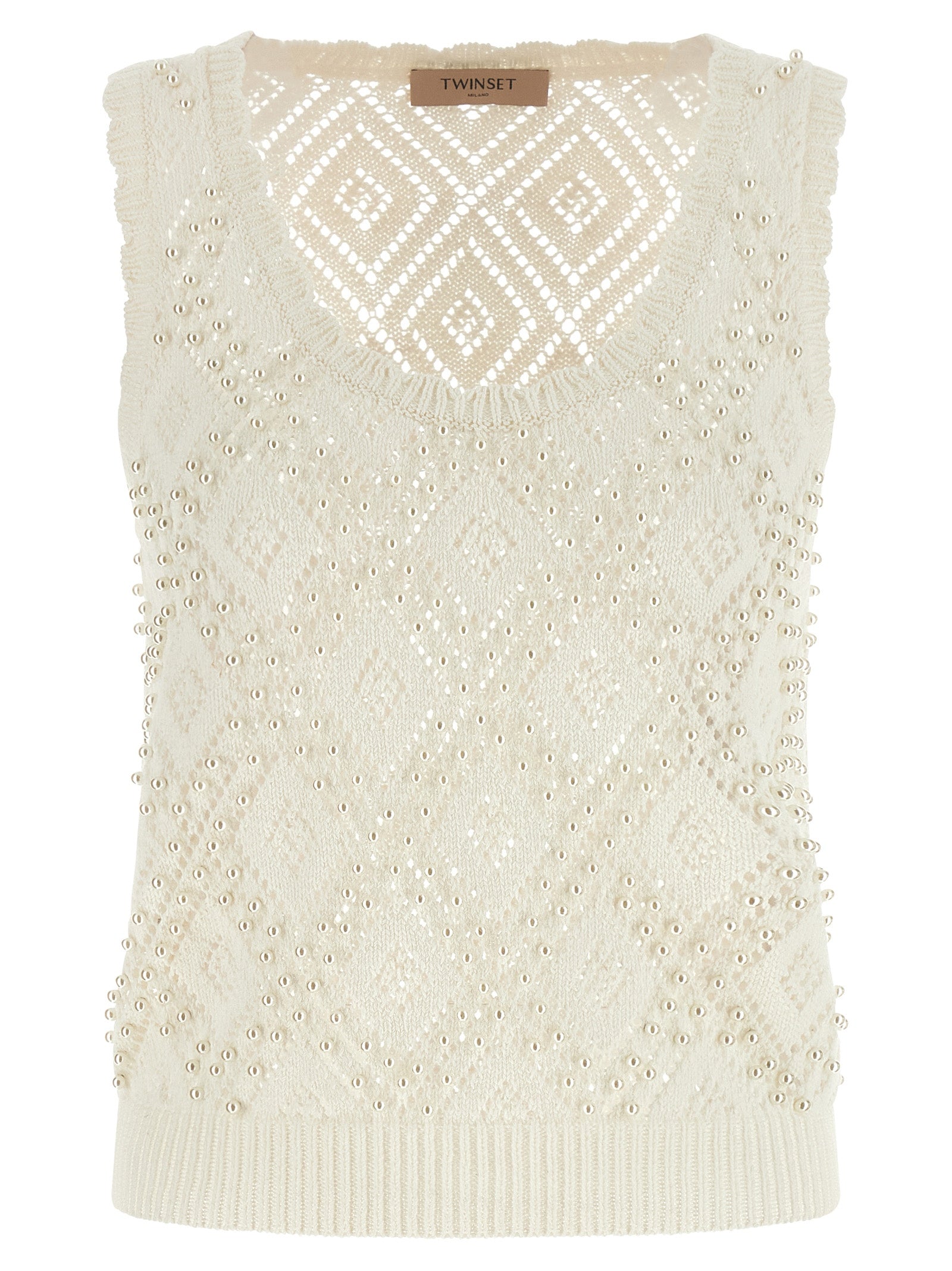 White Cotton Sleeveles T-Shirt