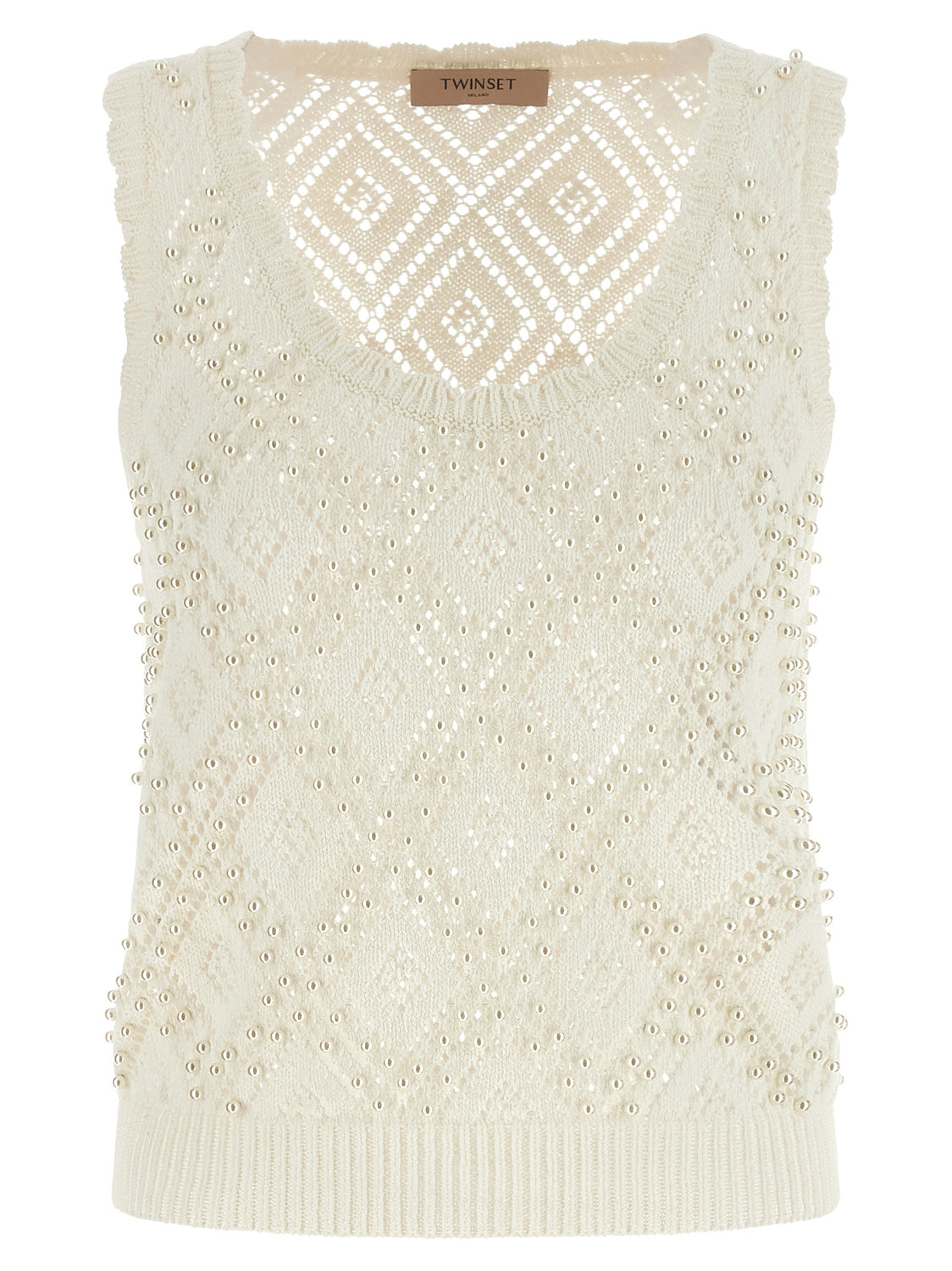 White Cotton Sleeveles T-Shirt
