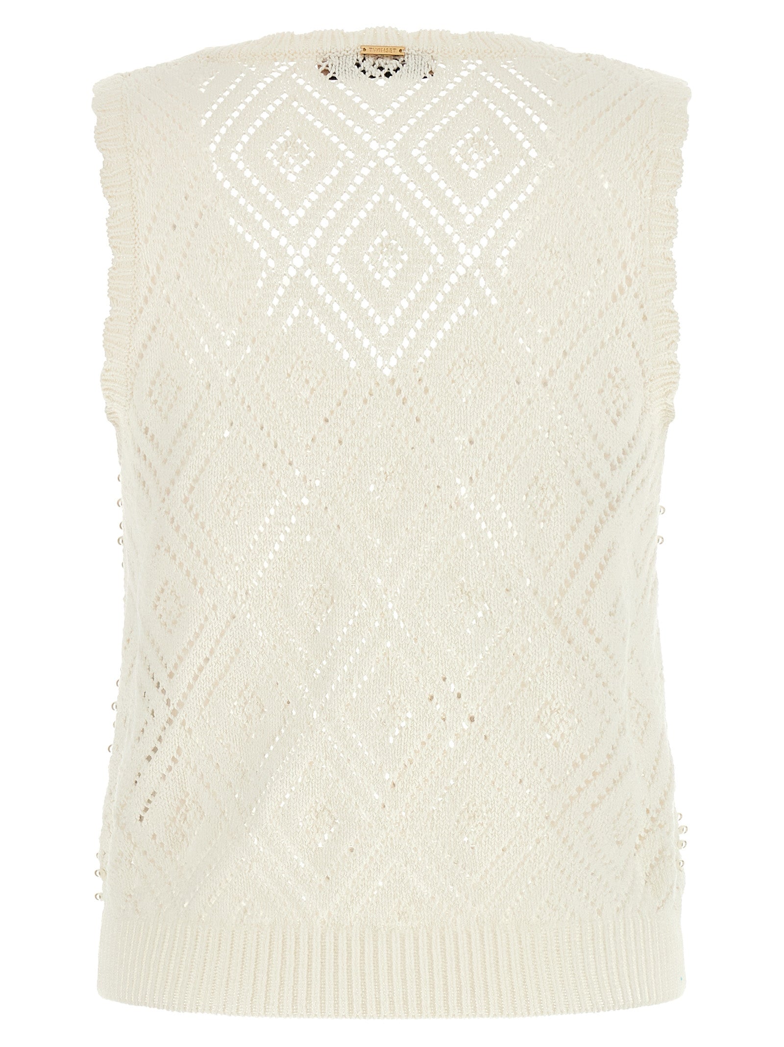 White Cotton Sleeveles T-Shirt