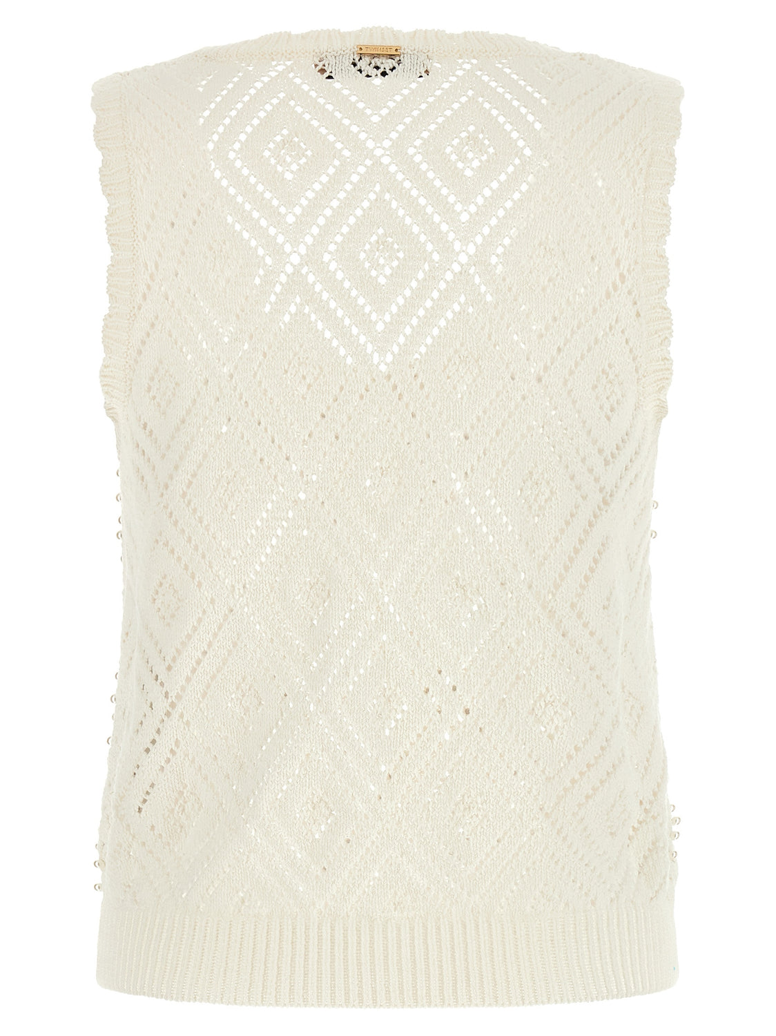 White Cotton Sleeveles T-Shirt