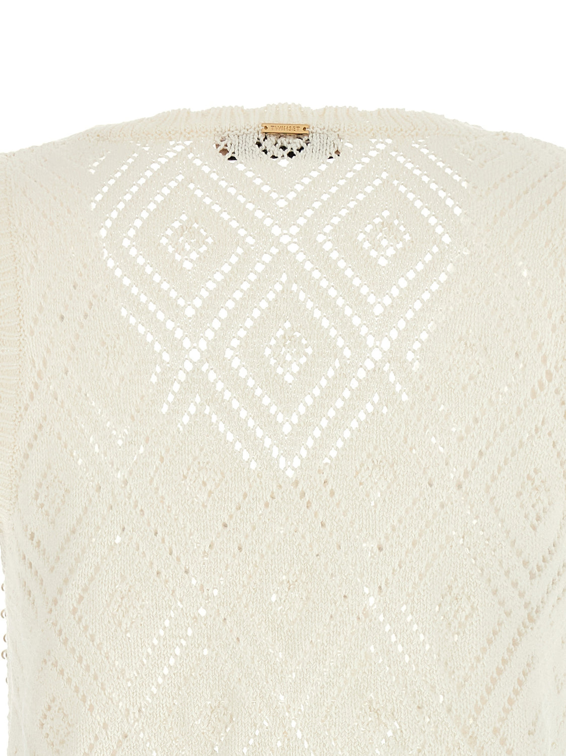 White Cotton Sleeveles T-Shirt