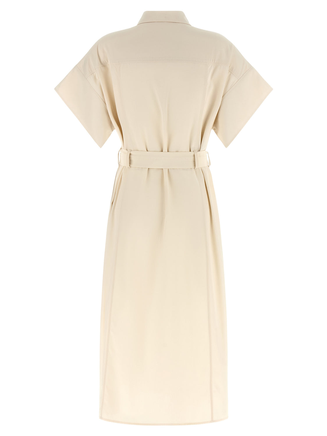 Beige Cotton Midi Dress