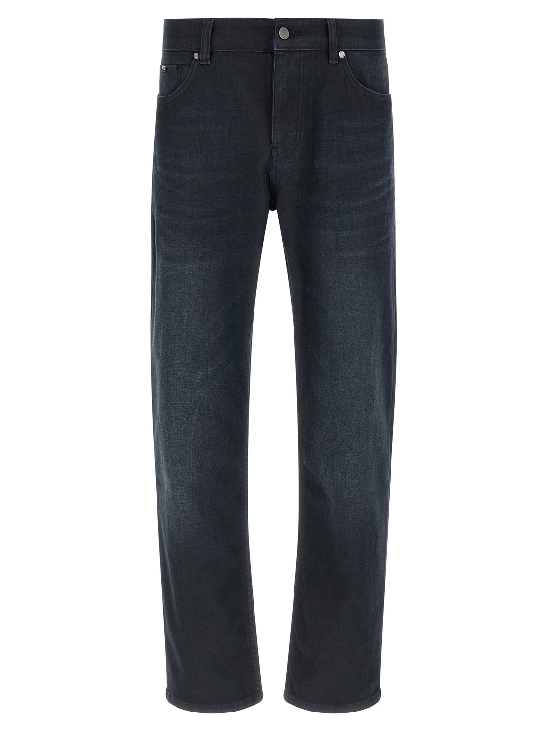 Blue Cotton Straight-Leg Jeans