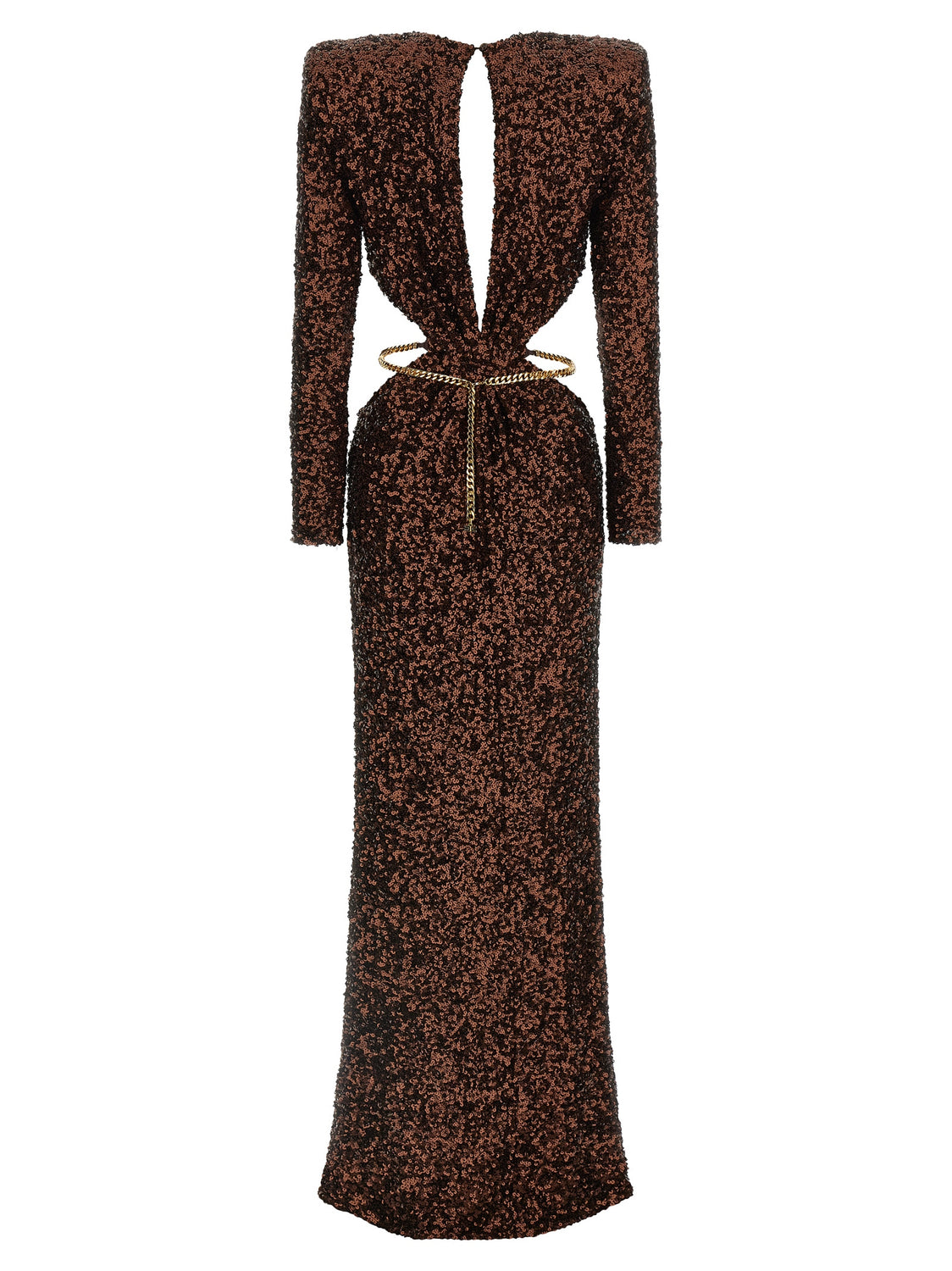 Brown Polyester Long Dress
