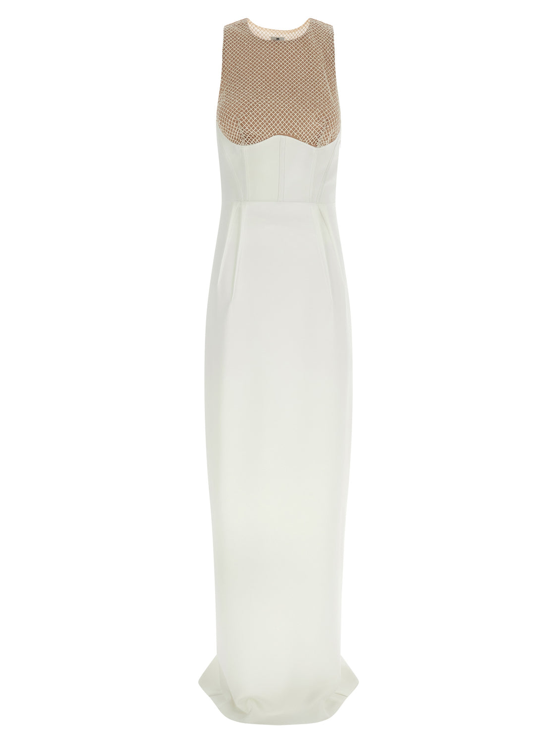 White Polyester Long Dress