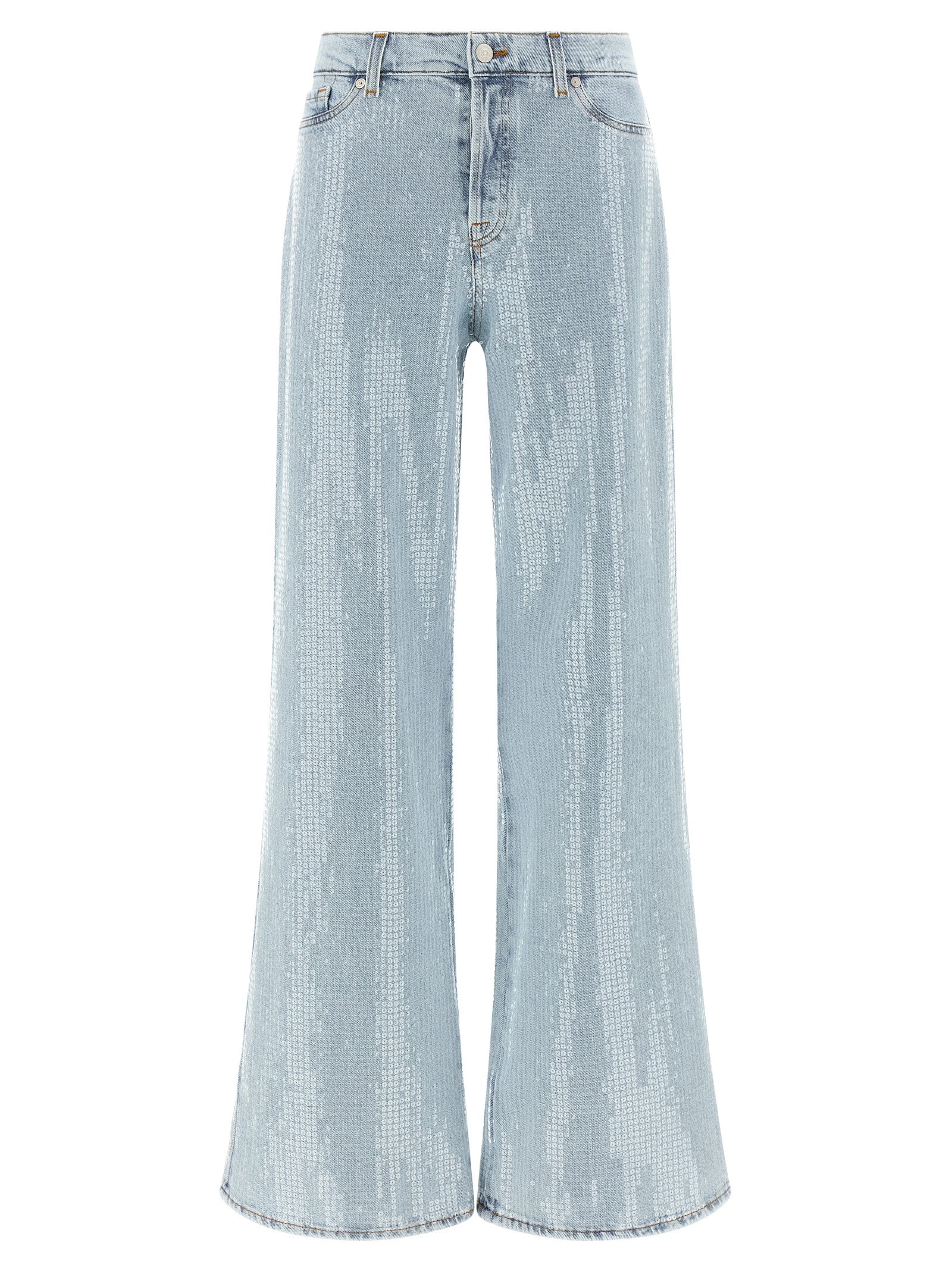 Blue Cotton Flared Jeans