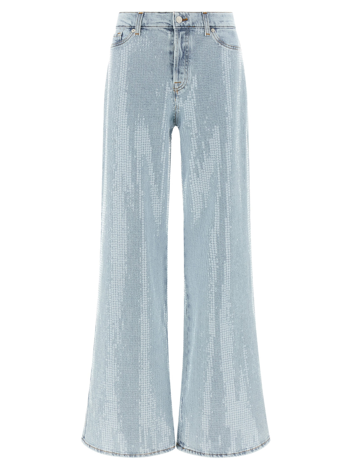 Blue Cotton Flared Jeans