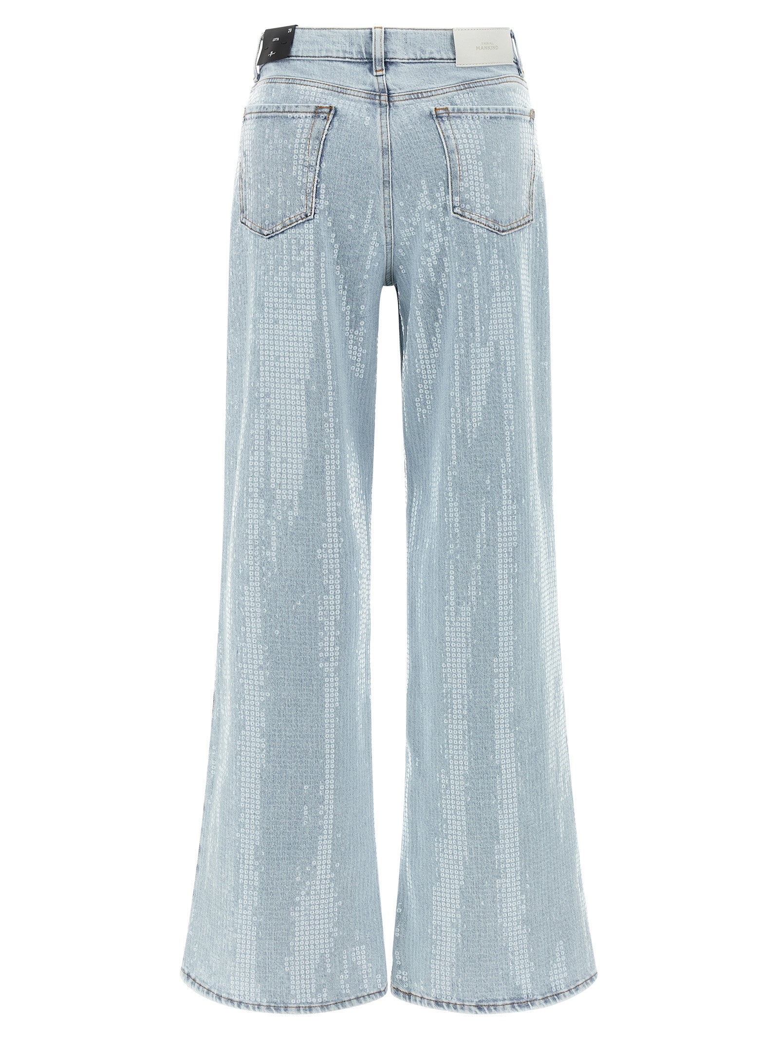 Blue Cotton Flared Jeans