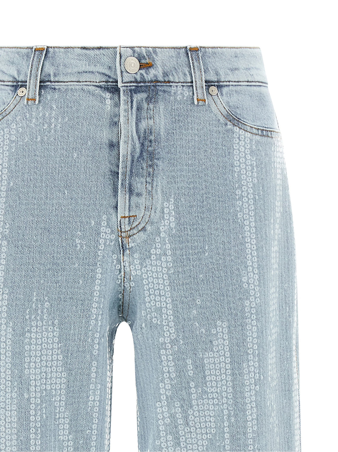 Blue Cotton Flared Jeans