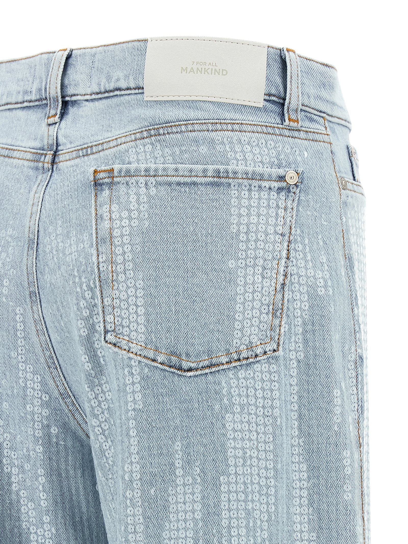 Blue Cotton Flared Jeans