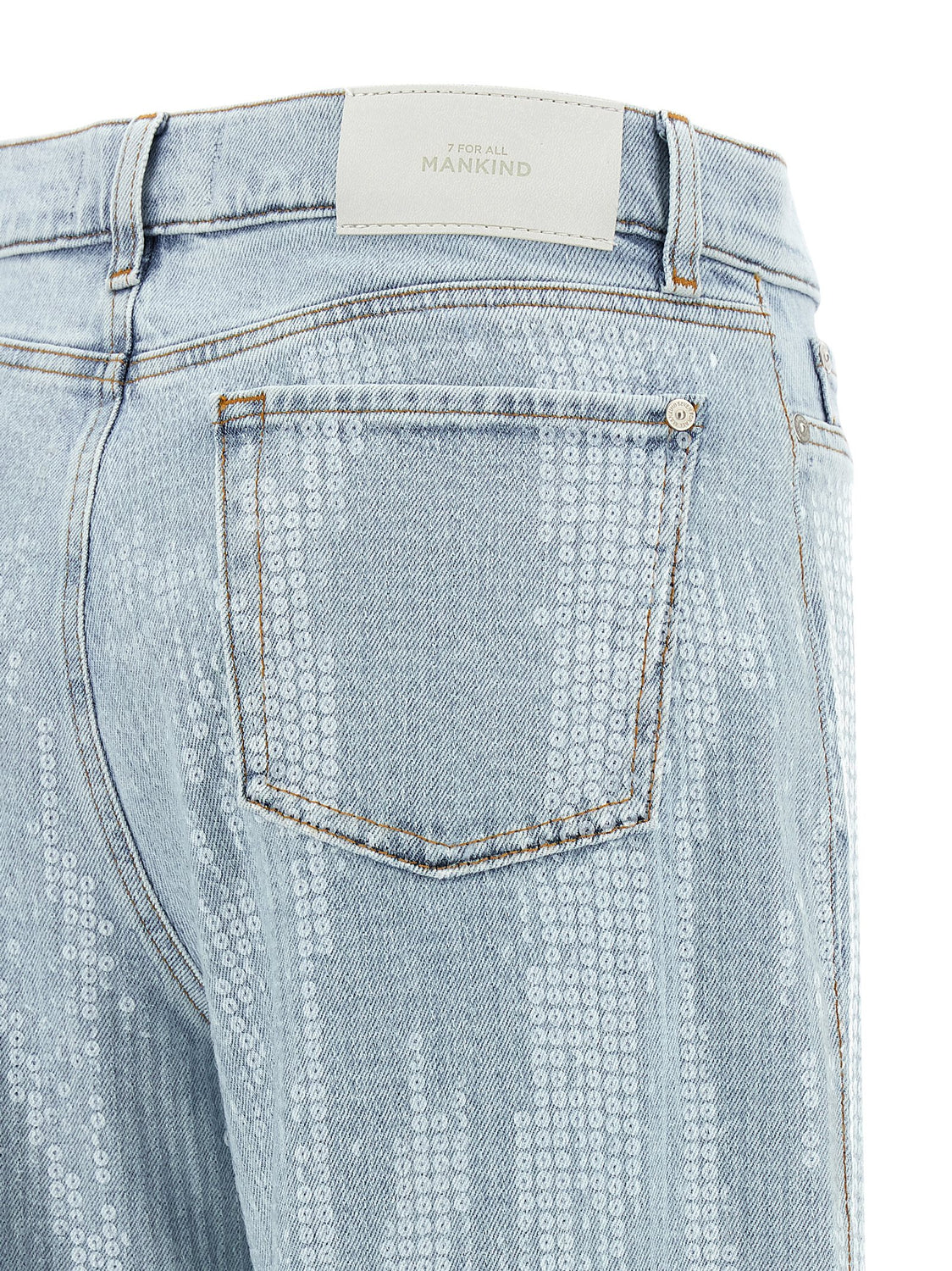 Blue Cotton Flared Jeans