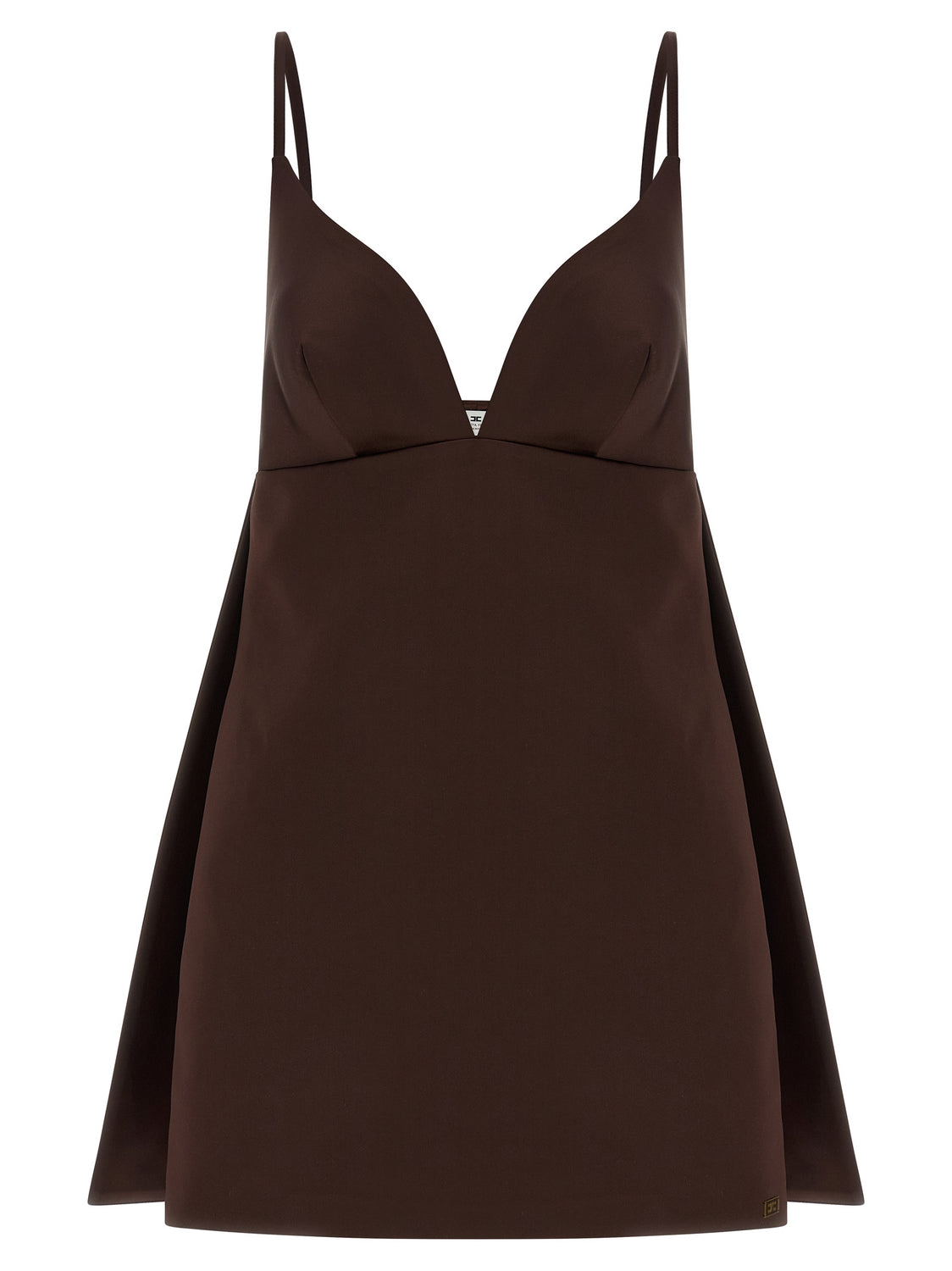 Brown Polyester Short Dress