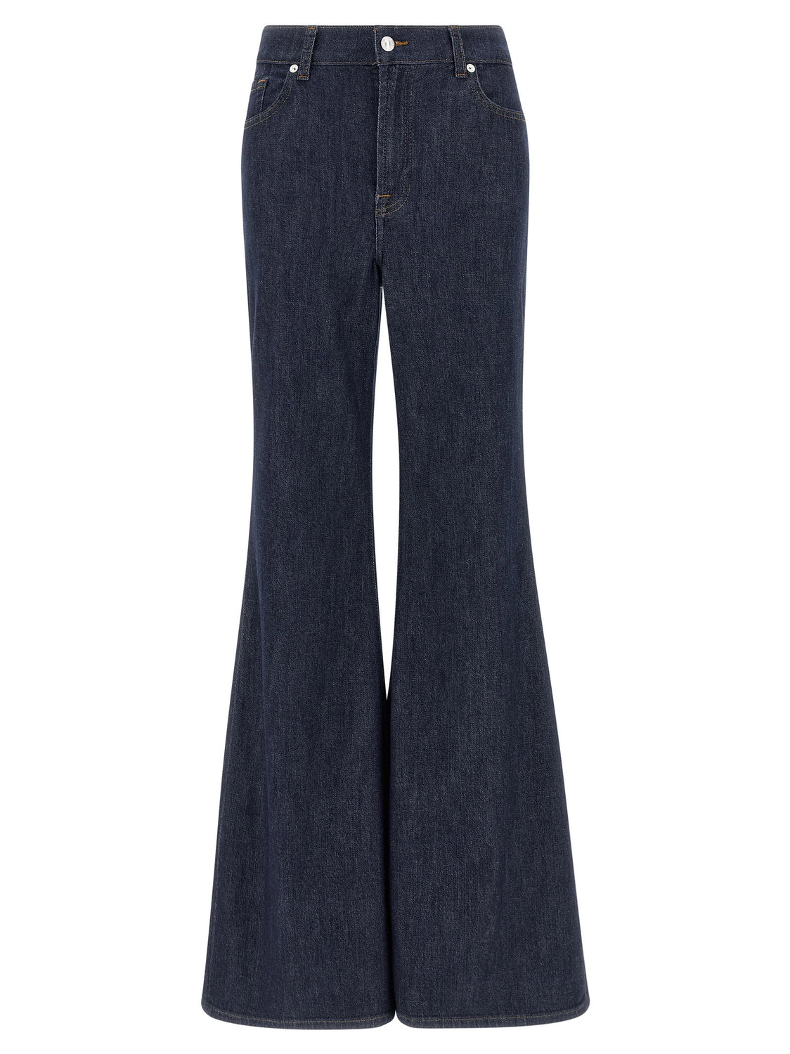 Blue Cotton Flared Jeans