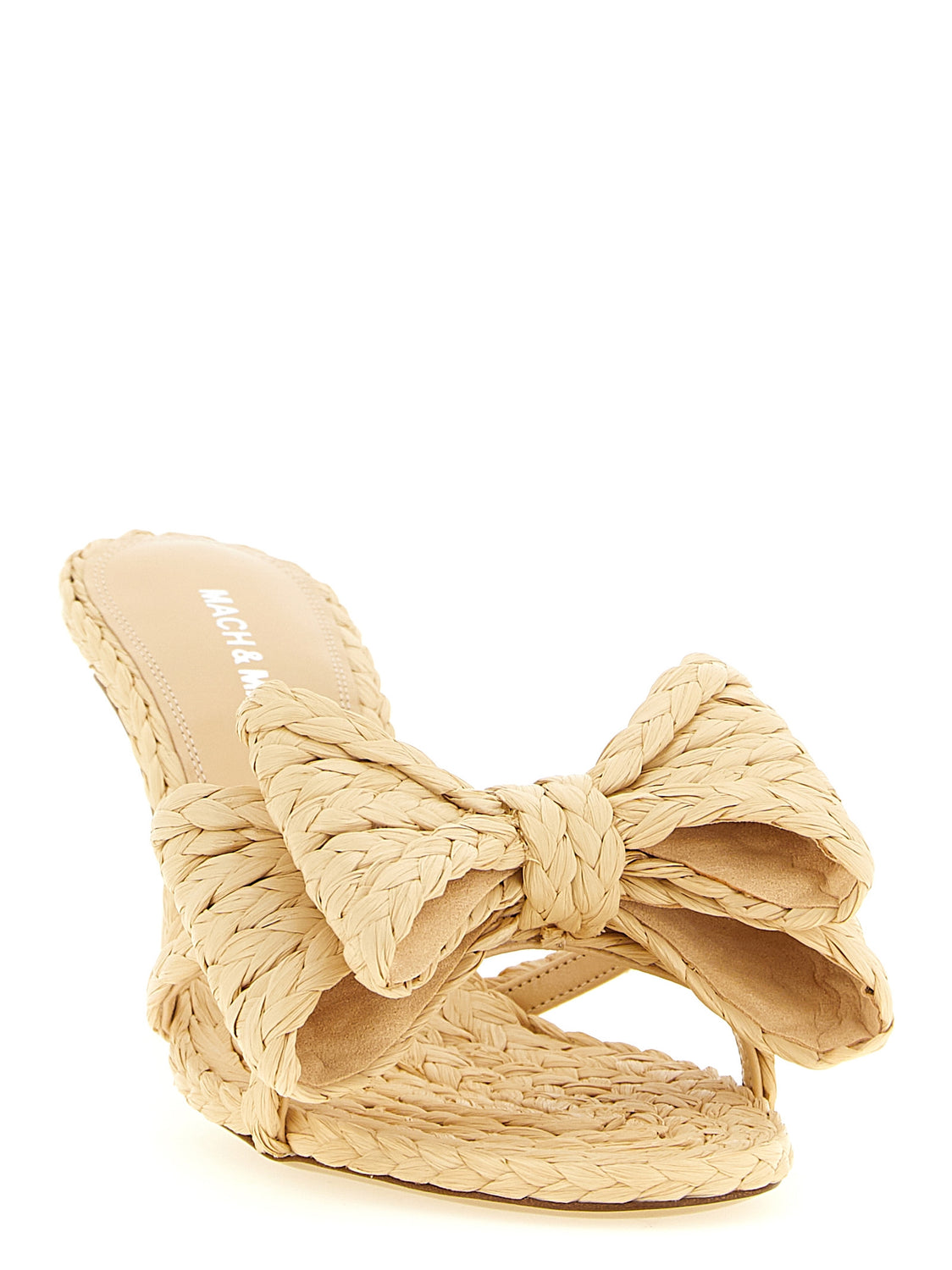 Beige Raffia Stiletto Heel Sandals