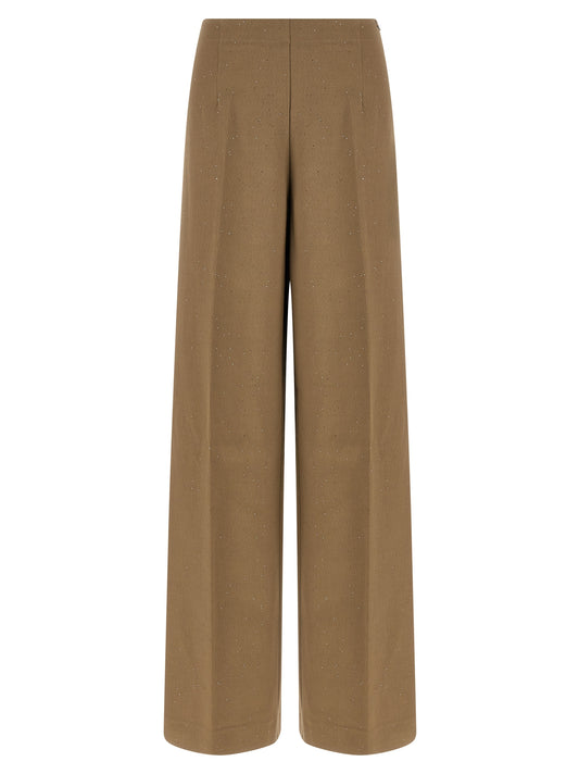 Brown Viscose Casual Pants