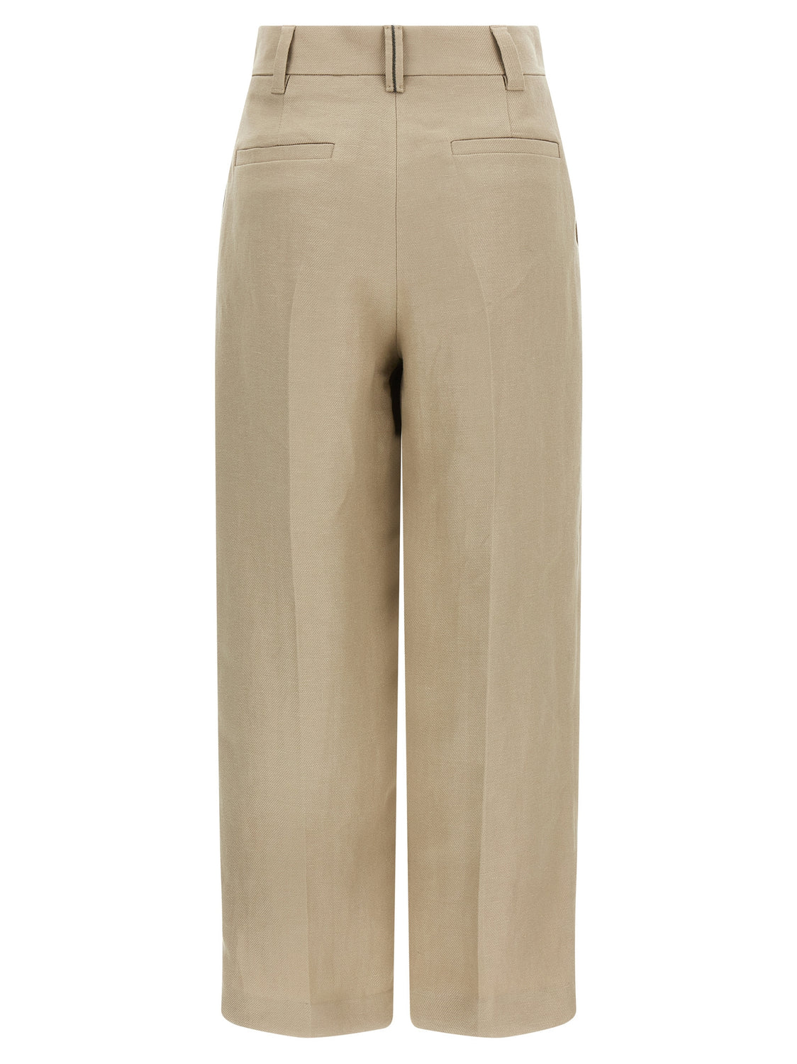 Beige Linen Casual Pants