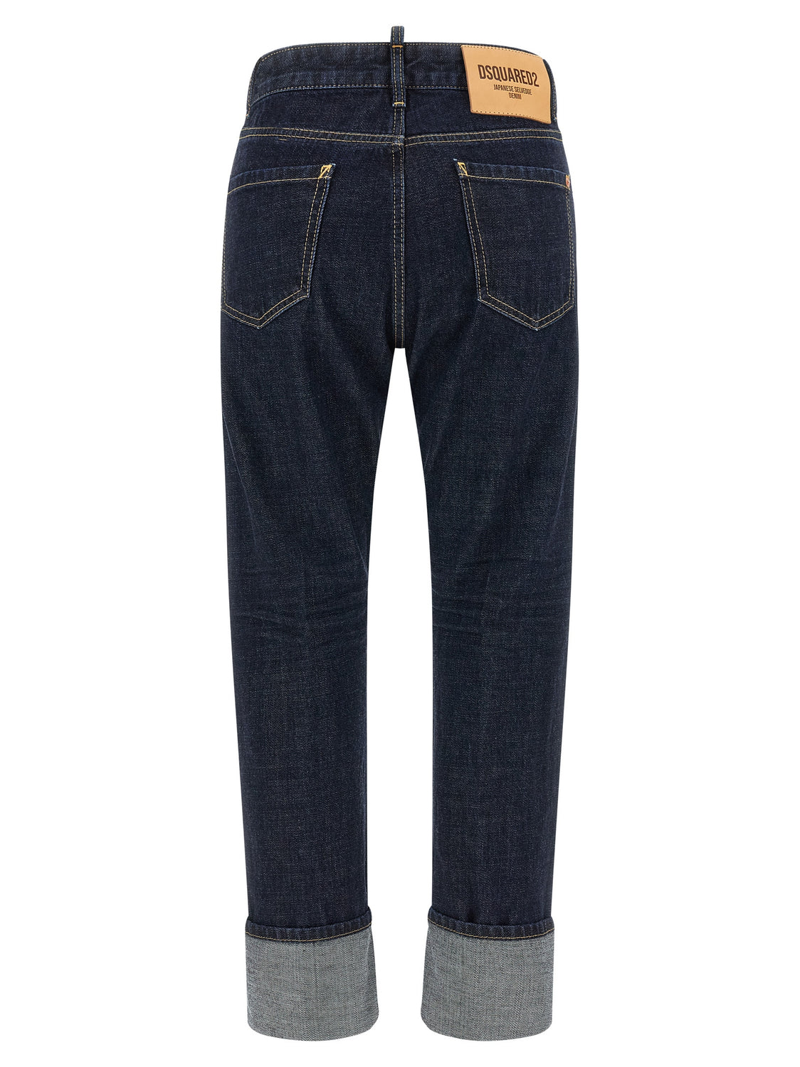 Blue Cotton Straight-Leg Jeans