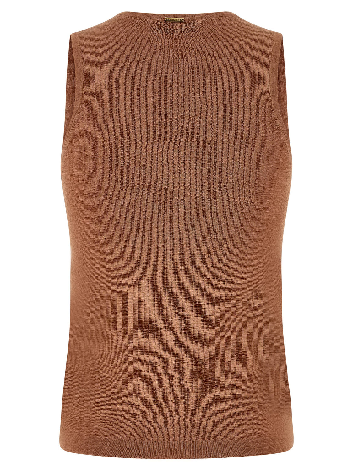 Brown Cotton Sleeveles T-Shirt