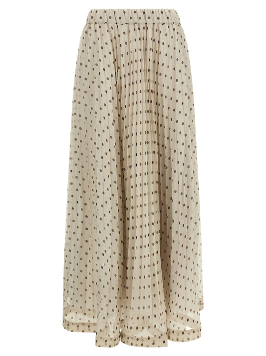 Beige Polyester Mini Skirt