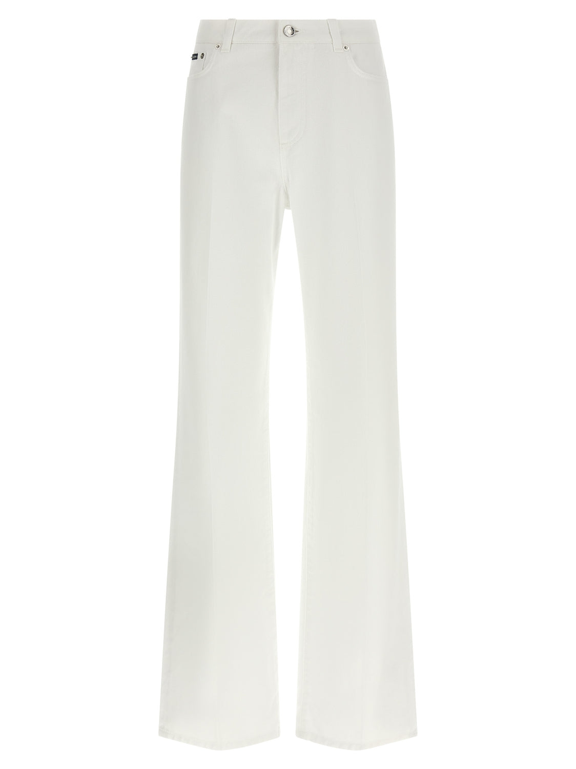 White Cotton Flared Jeans