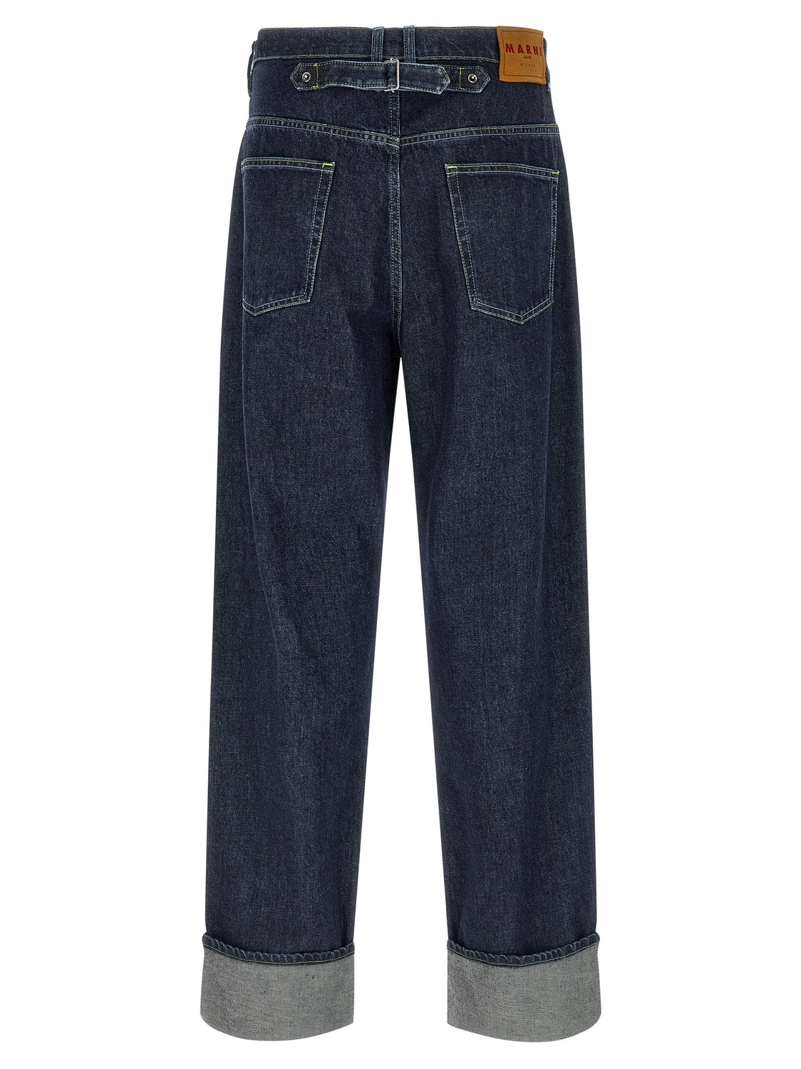 Blue Cotton Straight-Leg Jeans