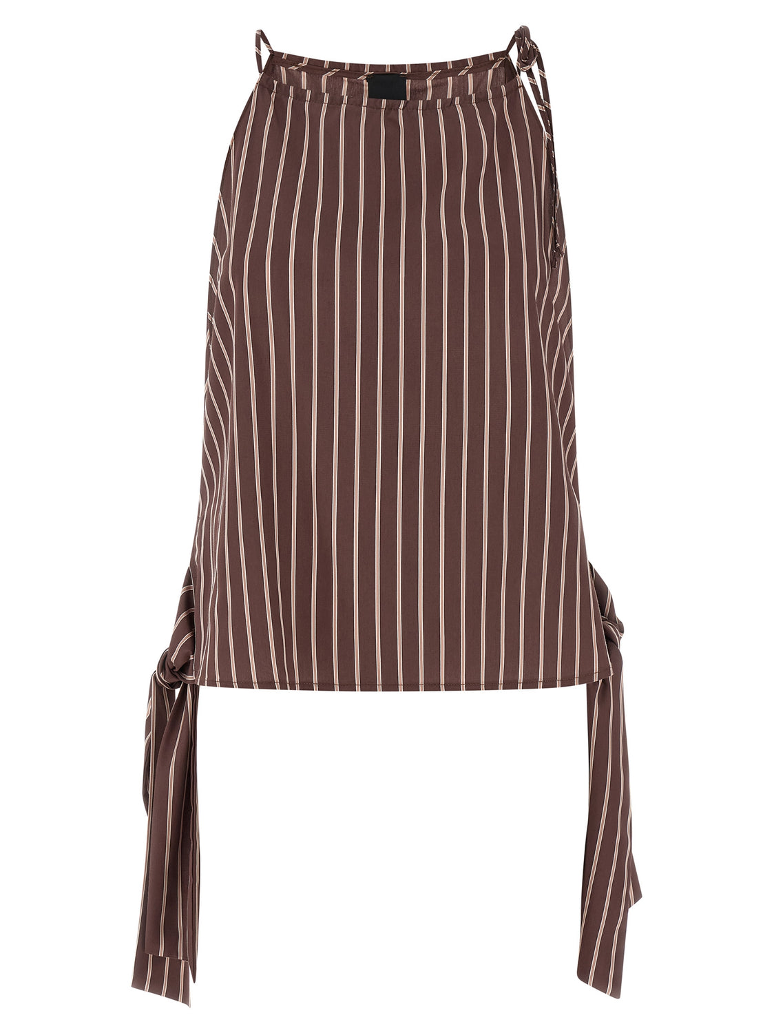 Brown Viscose Sleeveles T-Shirt