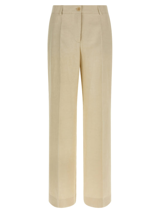 Beige Viscose Casual Pants