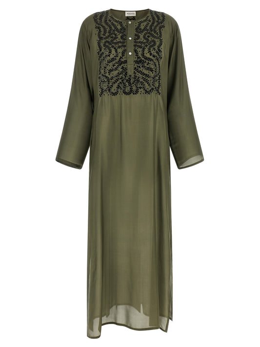 Bicolor Silk Long Dress