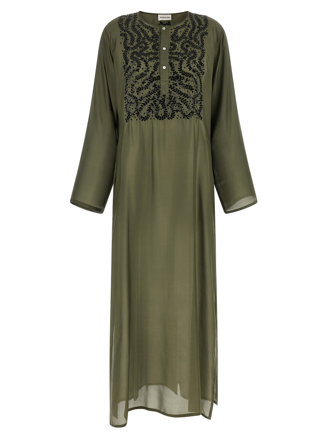 Bicolor Silk Long Dress