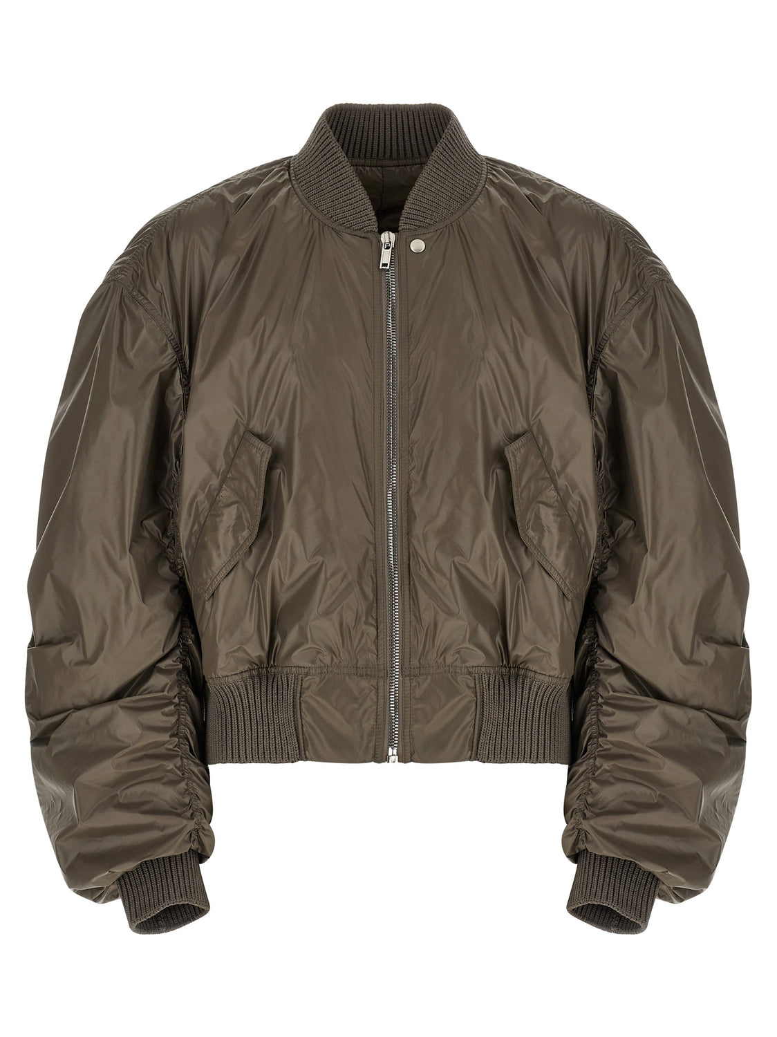 Gray Nylon Bomber