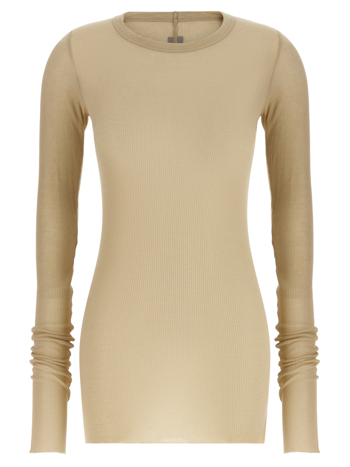 Beige Viscose Long Sleeve T-Shirt