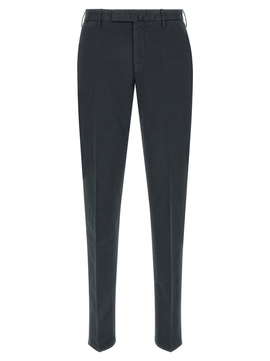 Blue Cotton Casual Pants