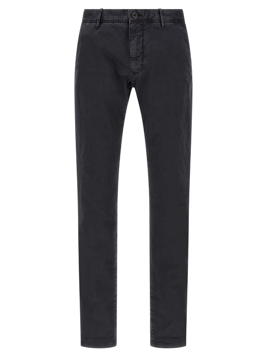 Blue Cotton Casual Pants