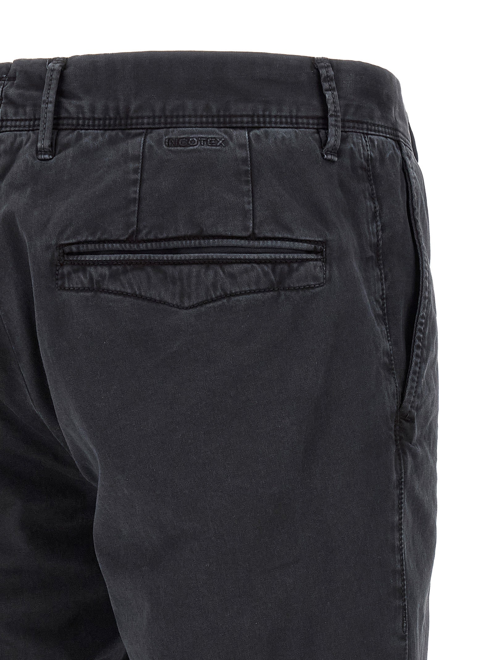 Blue Cotton Casual Pants