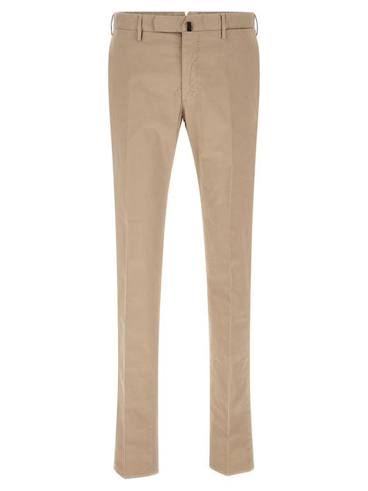 Beige Cotton Casual Pants