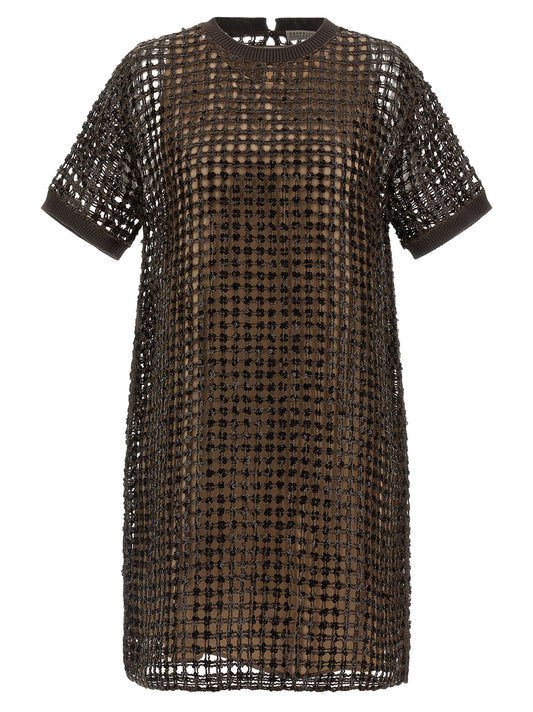 Brown Silk Short Dress