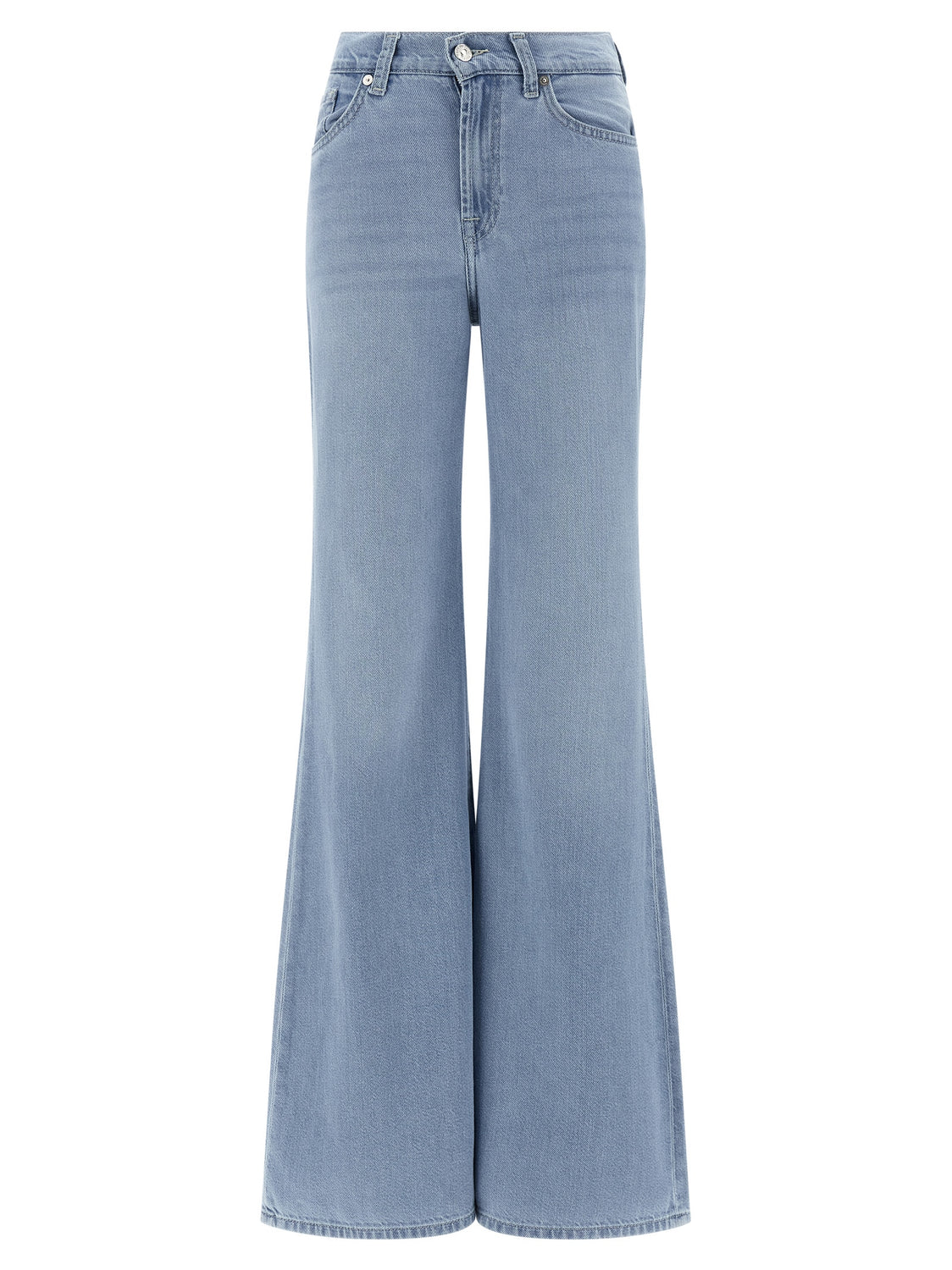 Blue Cotton Flared Jeans