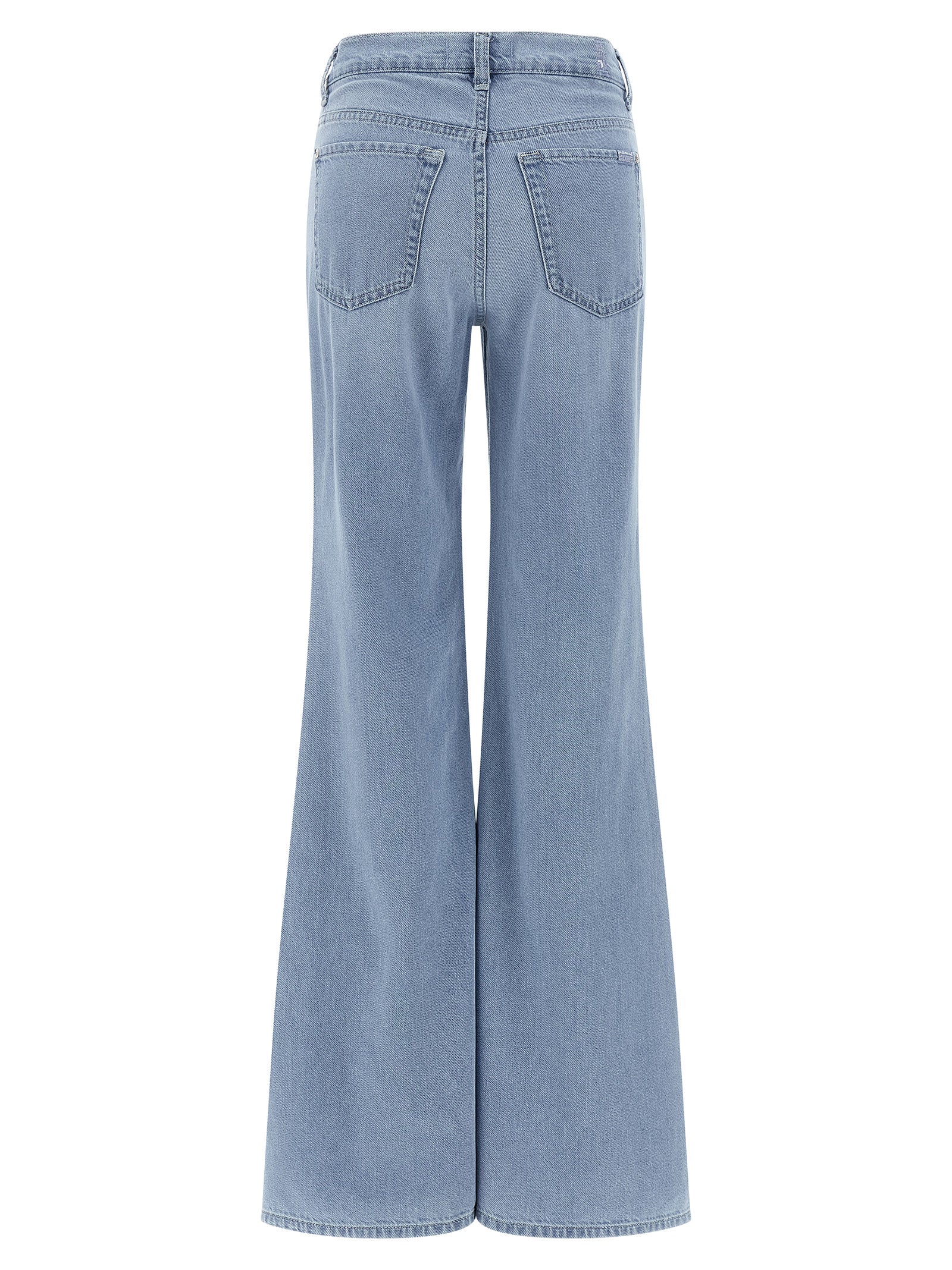 Blue Cotton Flared Jeans