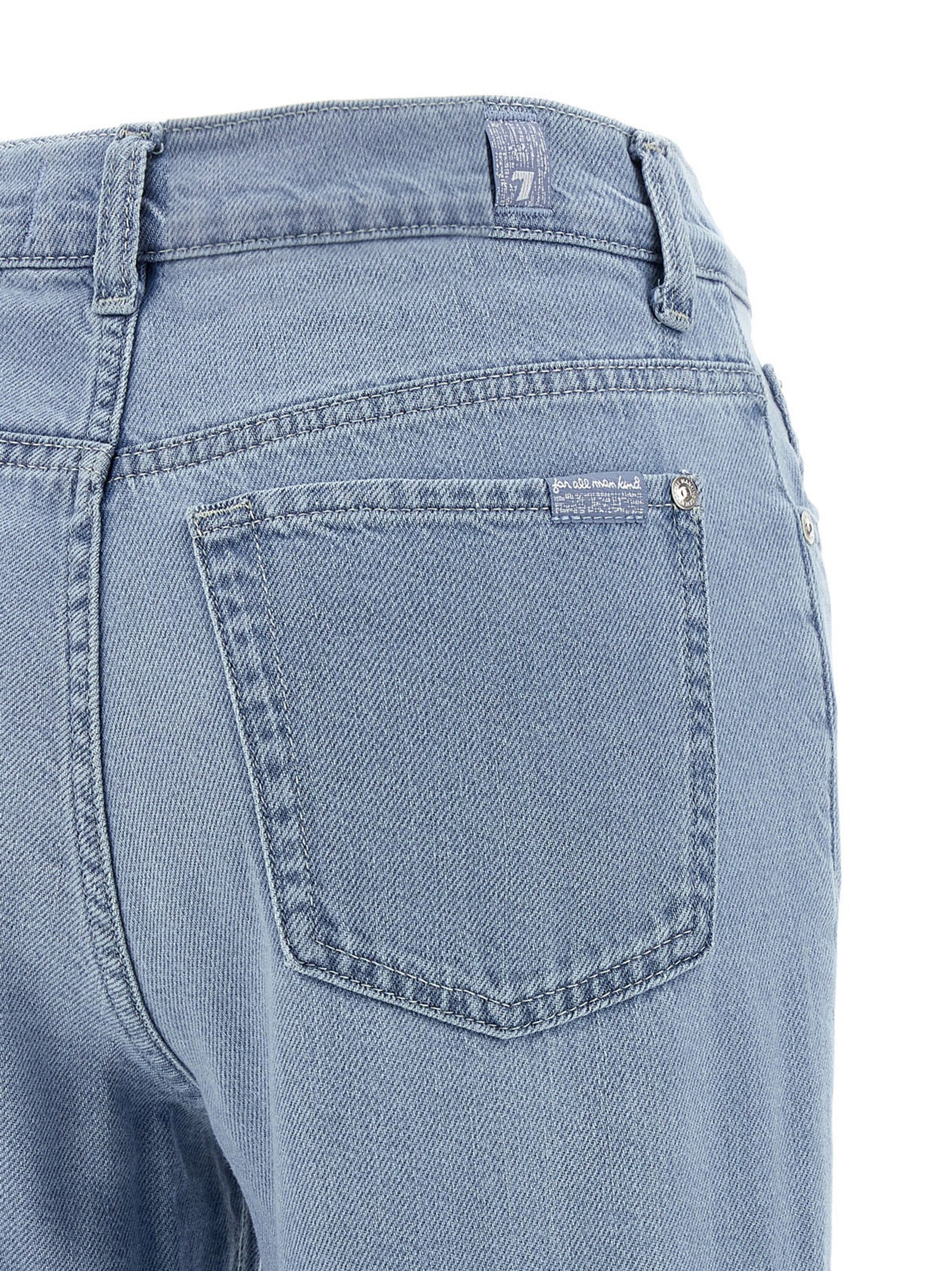 Blue Cotton Flared Jeans