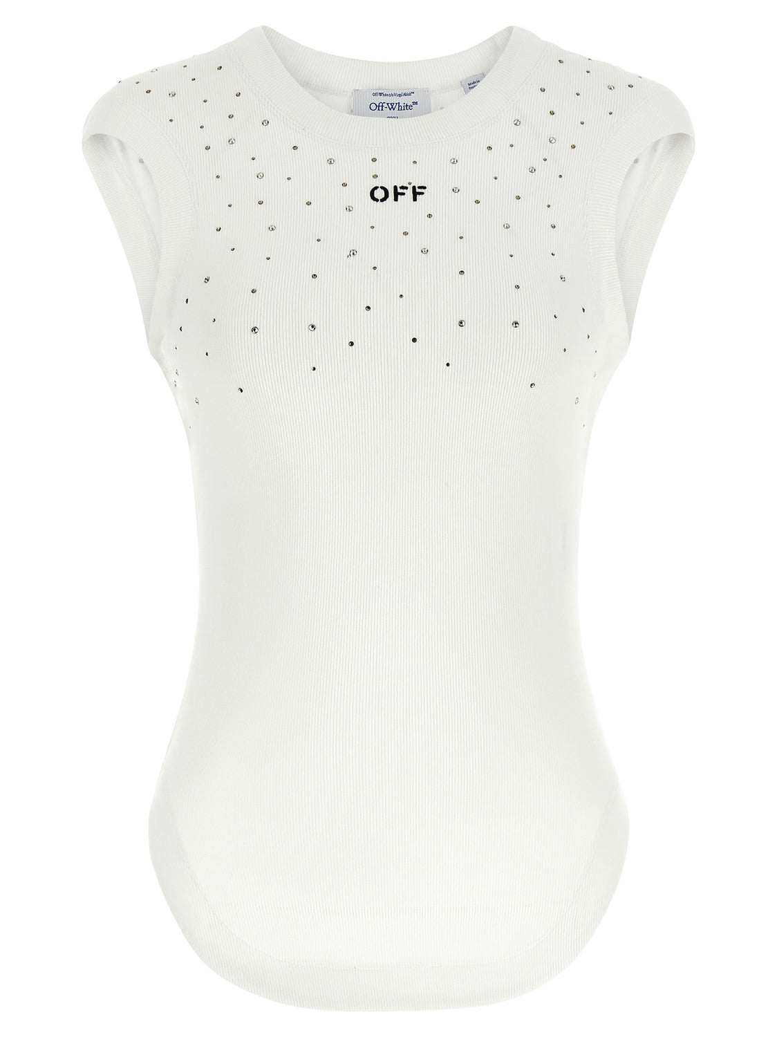 White Viscose Sleeveles T-Shirt