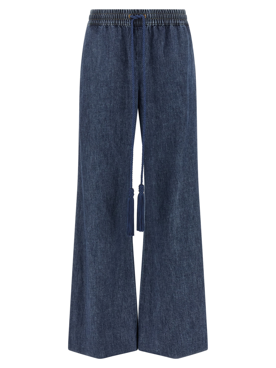 Blue Cotton Flared Jeans