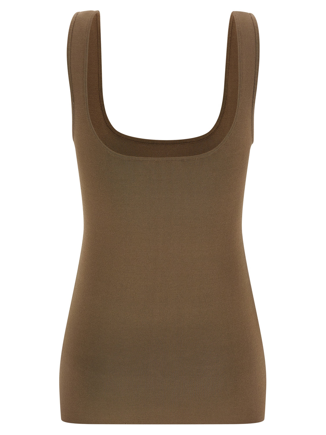 Brown Viscose Sleeveles T-Shirt
