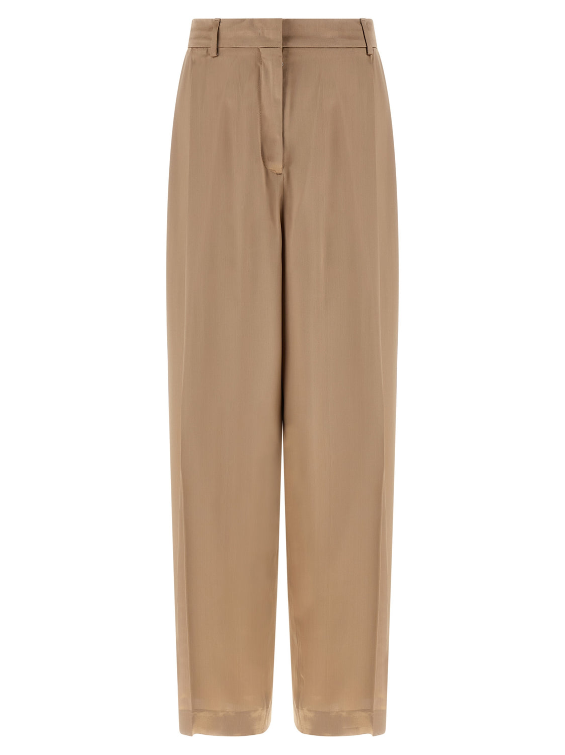 Beige Viscose Casual Pants