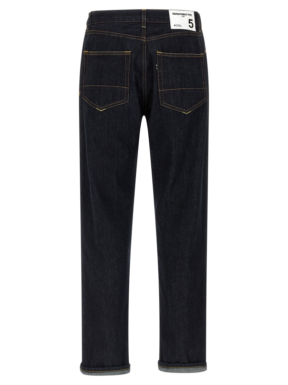 Blue Cotton Straight-Leg Jeans
