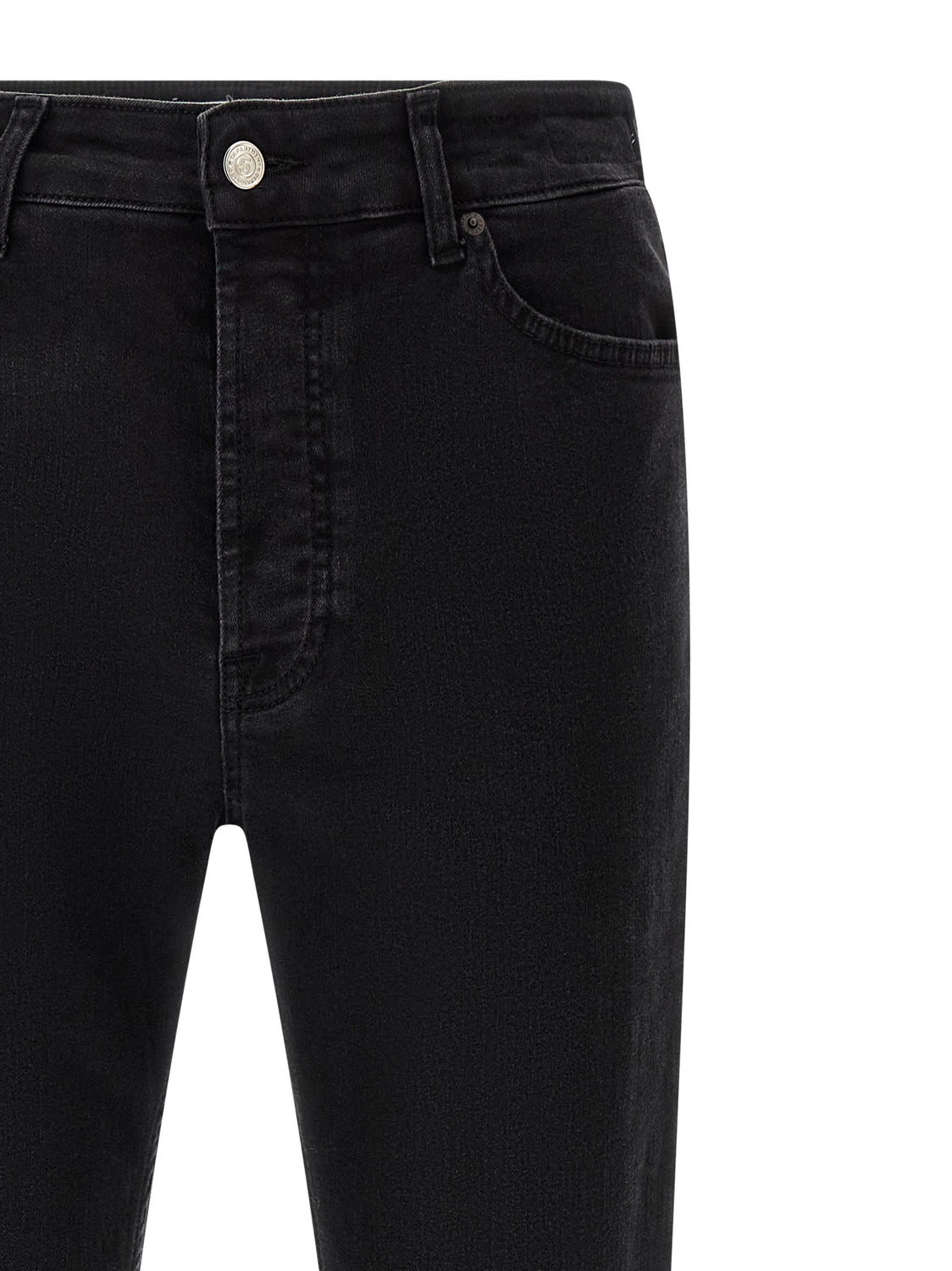 Black Cotton Cropped Jeans